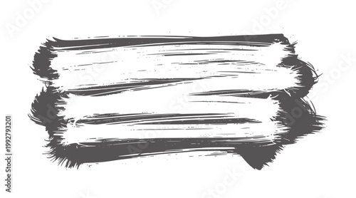 Abstract black ink brush strokes white with textured appearance