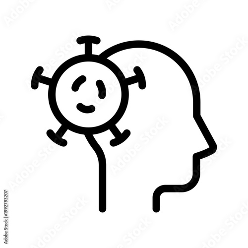 Human head silhouette with virus icon modern infection awareness, disease spread and healthcare risk concept visual
