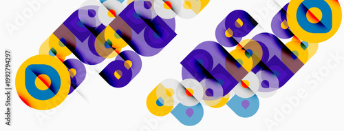 Abstract colorful blocks form word ORA. Bright hues overlap, creating dynamic visual effect. Modern design, simple composition.