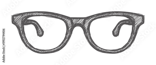 Hand drawn of dark grey eyeglasses white spectacle eyewear vision