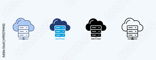 Cloud Server Multiple Icon Illustration Vector