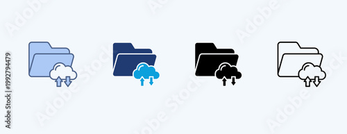 Cloud Folder Multiple Icon Illustration Vector