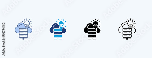 Hosting Solution Multiple Icon Illustration Vector