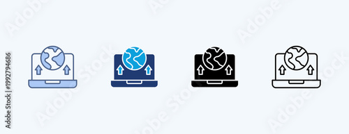 Website Deployment Multiple Icon Illustration Vector