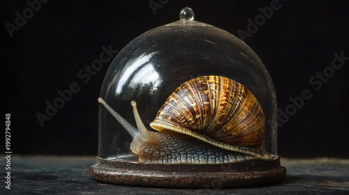 Snail under glass dome