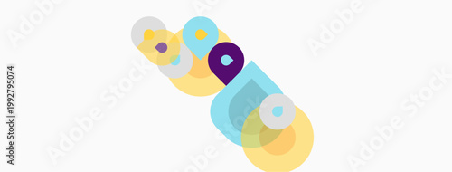 Abstract colorful circles overlap, creating dynamic visual composition. Soft pastel hues dominate design. Simple, modern aesthetic.