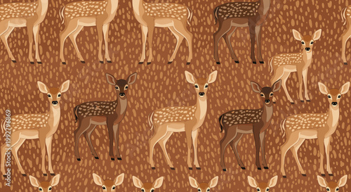 A charming illustration depicting a doe and her baby fawn, evoking feelings of tenderness and nurturing. Ideal for children's books, conservation them