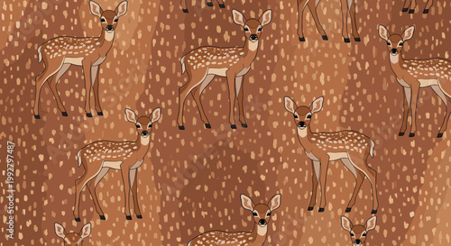 A gentle illustration of a young deer partially visible in a woodland setting. Perfect for children's books, nature-themed content, or conveying a sen