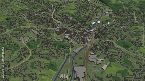 3D looped animation of city - Charleroi Belgium