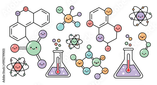 Science Laboratory Molecules And Flasks In Focus.