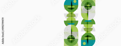 Abstract geometric pattern. Green circles overlap, creating vertical lines. Minimalist design, clean aesthetic, simple shapes. Modern art composition.