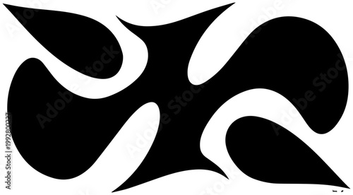 Dynamic abstract black shapes with smooth flowing curves and sharp points creating a sense of motion and energy perfect for graphic design backgrounds and modern branding elements