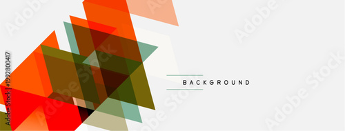 Abstract geometric shapes overlap, creating vibrant color blocks. Minimalist design with text element background. Clean, modern aesthetic.