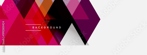 Abstract geometric shapes, vibrant pinks, purples, white space. Modern design element, background texture, dynamic composition.