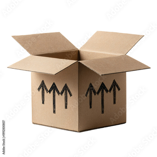 Professional Isolated Cardboard Box Upward Pointing Arrows Usage in Design