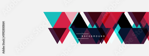 Abstract geometric shapes, vibrant colors, modern design. White background provides clean contrast, text reads background.