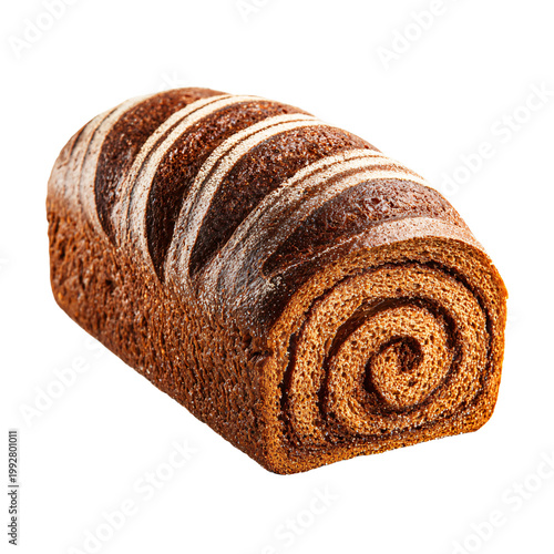 Professional Isolated Dark Rye Bread Loaf with Spiral Pattern Image for Marketing Designs