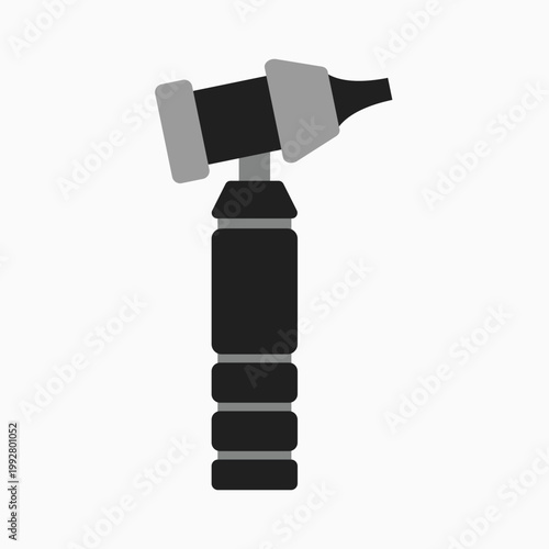 Otoscope icon flat vector illustration isolated on white background. Medical ear examination equipment. Medical otoscope symbol. Ear canal inspection device. illustration for healthcare and clinic.