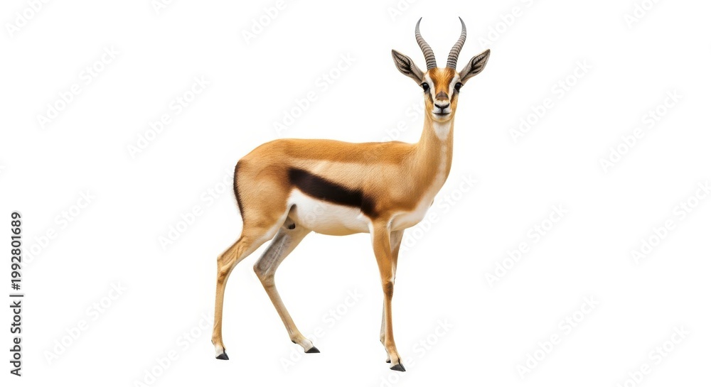 Fototapeta premium Thomsons gazelle standing in profile isolated on white background