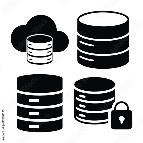 Cloud storage database data security and protection and finance technology concept.
