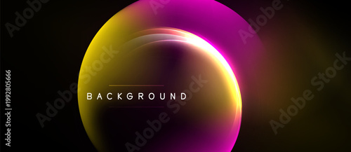 Vibrant abstract design features glowing circular gradient. Yellow, pink hues blend into dark background. Text reads background.