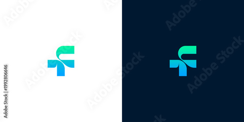 Modern abstract letter F and S creative logo concept design featuring a vibrant blue and green gradient, ideal for technology, digital, or corporate branding representing growth and innovation