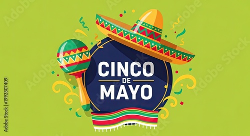 Cinco de mayo celebration vibrant mexican hat maracas and festive design