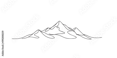 single line abstract alpine mountains.continuous line drawing of sharp peaks landscape.cool natural scenery.minimal modern style.one line vector illustration.