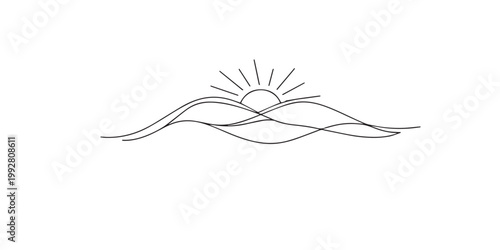 Fotografia single line abstract sunrise over mountain