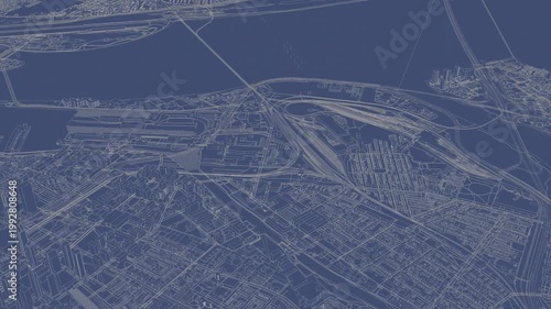 3D looped animation of city - Montreal Canada