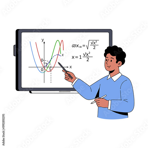 Man writing on whiteboard with marker.