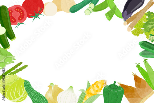 いろいろな野菜のフレームイラスト
