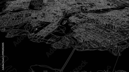 3D looped animation of city - Ottawa Canada