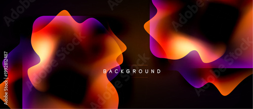 Abstract fluid shapes, vibrant colors blend. Dark background emphasizes flowing forms, dynamic composition. Text reads BACKGROUND.