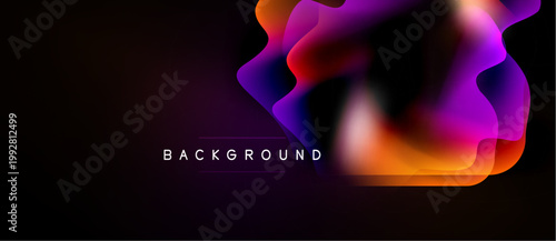 Abstract fluid shapes overlap, creating vibrant gradients. Dark background emphasizes colorful design elements. Text reads background.