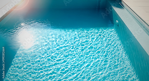 Clear blue swimming pool water with gentle sunlight reflection on surface