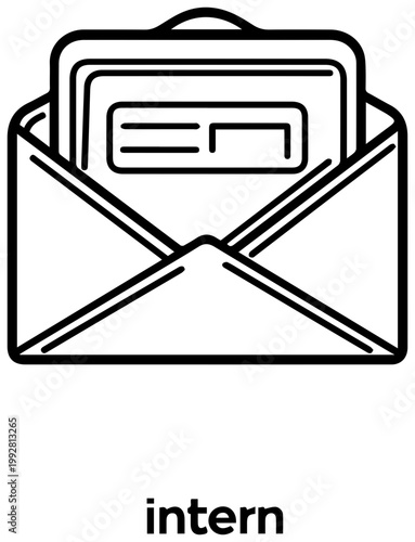 Clean line art icon of an open white envelope with a letter inside symbolizing professional communication email correspondence and digital messaging isolated on a white background