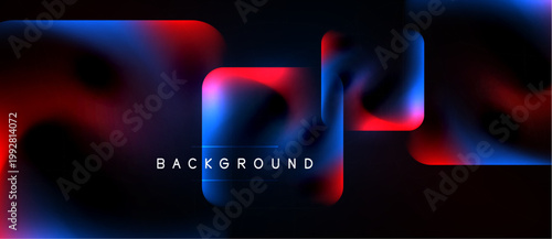 Abstract fluid shapes, vibrant blue, red hues over dark background. Modern design element for digital projects.