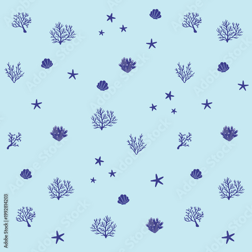 Sea and Coral Reefs Illustration Graphic Pattern