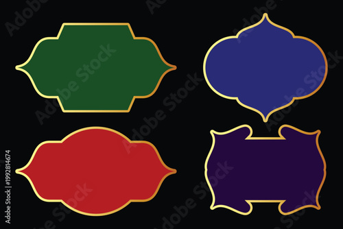 Arabic or Middle Eastern theme frame, name box symbol object element