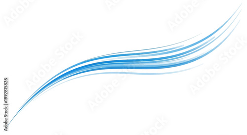 Abstract Blue Swirl Wave - Flowing Light Lines on White Background