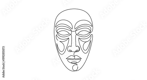 Abstract Face Outline Drawing Minimalist Line Art