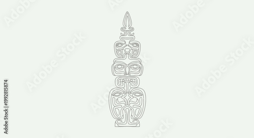 Abstract Totem Pole Contour Drawing on Light Background