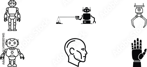 Robot silhouettes a collection of mechanical forms and artificial intelligence concepts