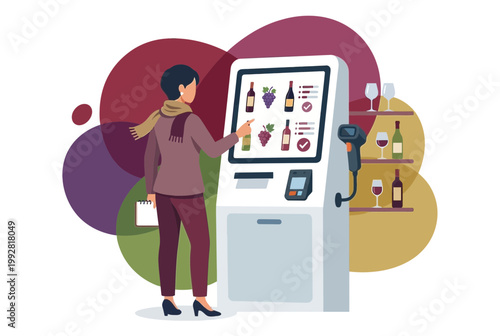 Modern Self Service Kiosk for Wine Selection and Digital Purchase