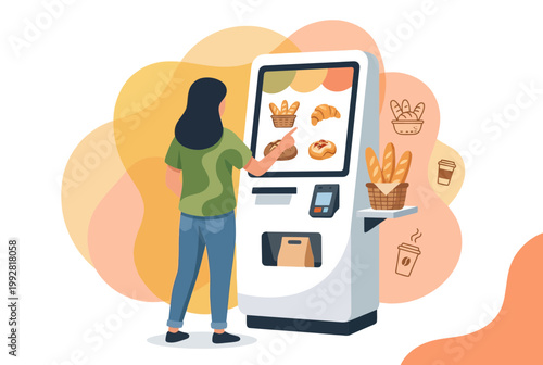 Modern Self Service Kiosk for Bakery Food Ordering