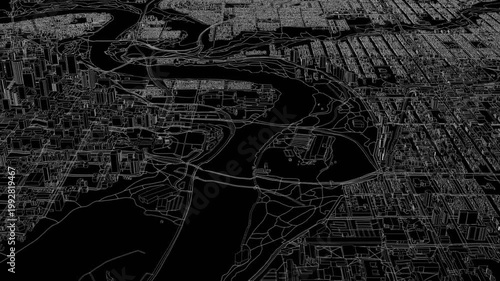 3D looped animation of city - Edmonton Canada