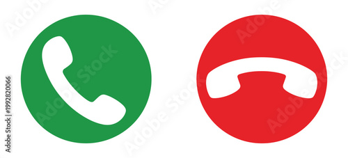 Call Accept Decline Phone Icon Set, incoming call answer reject buttons