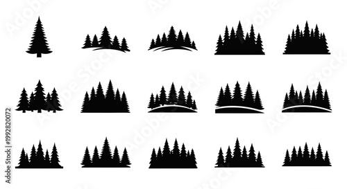 Black Silhouette Forest Tree Collection