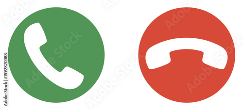 Call Accept Decline Phone Icon Set, incoming call answer reject buttons
